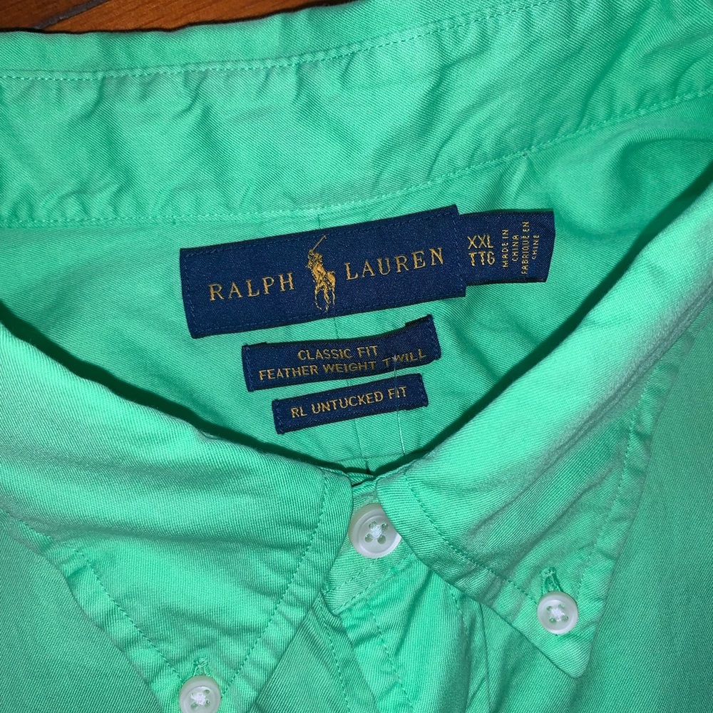 NWT Ralph Lauren GREEN short sleeved button down shirt men’s size XXL - Picture 5 of 8